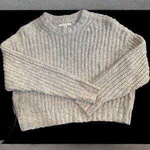 American Eagle Women’s Grey Cropped Sweater – Size Small, Cable Knit, Chunky